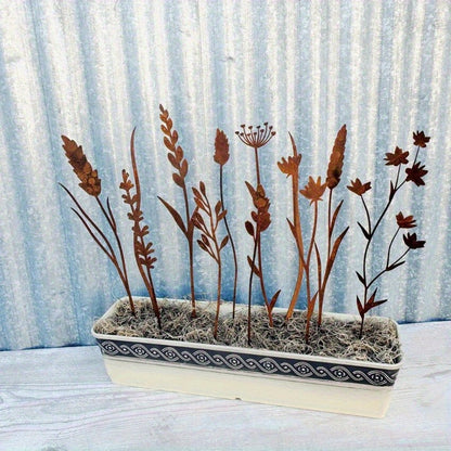 Metal Flower Stems | Rusty Wild Bouquet Vase Outdoor Garden Decor