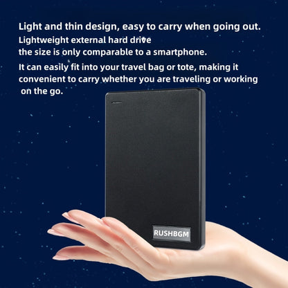 4TB Portable USB 3.0 Hard Drive in Slim Black RUSHBGM Enclosure for Desktop and Travel Storage