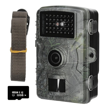 48MP 1296P Trail Camera with Infrared LEDs, Color Screen and Included 32GB Memory Card in Green Camo Housing