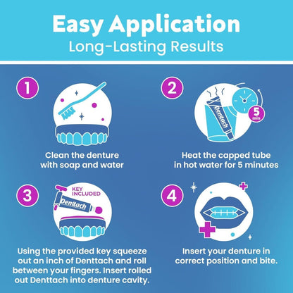 Thermoplastic Denture Cushion Adhesive & Soft Reliner — 7-Day Secure Hold, Zinc-Free No-Glue Formula, Upper & Lower Denture Comfort Fit for Seniors & Sensitive Gums, 7-Pack Daily Denture Care