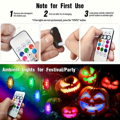 Wireless LED Strip Lights for Car – Magnetic Vibration Sensor, 8 Colors, Remote Control, USB Rechargeable, IP65 Waterproof Warning Light for Car Interior, Truck, Motorcycle & Bicycle