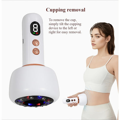 Vacuum Cupping Massager USB Rechargeable Scraping Massage Device Intelligent Suction Cup with 1200mAh Battery for Neck Shoulder Back Pain Relief Home Use