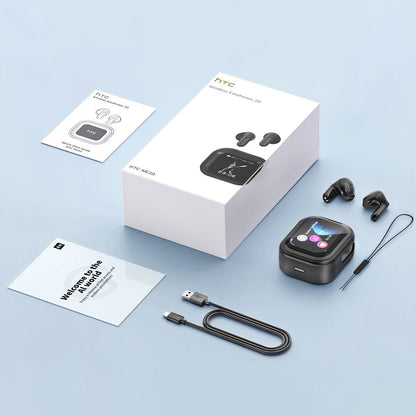 AI Translation Earbuds with Color Touchscreen Charging Case in Black or White and Five Bundle Options