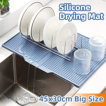 XL Kitchen Countertop Drying Mat 17.72x12.2 Inch Heat Resistant 446°F Anti-Slip Splash-Proof Drain Pad, Dishwasher Safe Sink Stove Drying Pad Easy to Clean Space-Saving