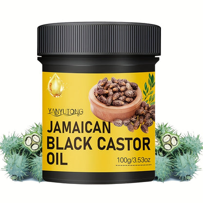 Hair Oil YANYUTONG Jamaican Black Castor 100g Yellow-Label Jar with Black Screw Lid for Hair and Scalp Application