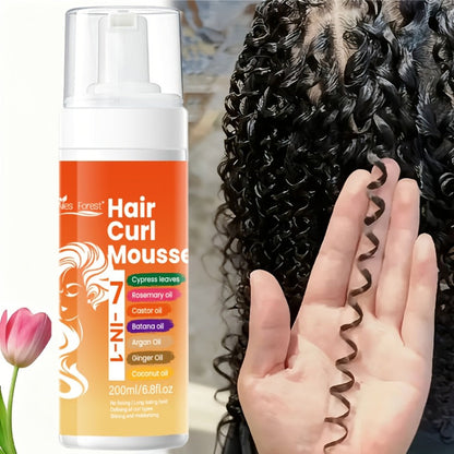 Curl Defining Hair Foam Mousse 200ml Moisturizing Smoothing Styling for Natural Fluffy Elastic Curls | Frizz Control for Wavy Coily Hair | Men & Women 6.76oz