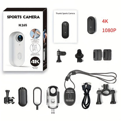 H265-Labeled Thumb Action Camera with 1080P or 4K Options, Magnetic Mount and Three Accessory Bundles