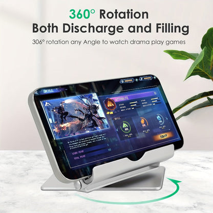 360° Rotatable Wireless Charger Phone Stand 15W Zinc Alloy Hands-Free Holder for Google Pixel 9 Pro XL 8a 8 Pro 7a 7 Pro, Samsung Galaxy S24 Ultra S23 S22, iPhone 16 15 14 13 12 All Qi Android – Silver