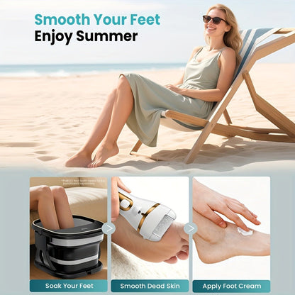 14-in-1 Rechargeable Electric Foot File Kit with Three Roller Heads and Three Color Options