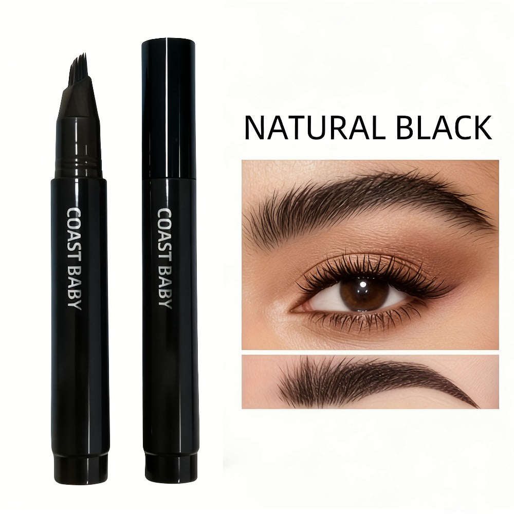 Eyebrow Pencil 2-Pack Multi-Fork Tip Waterproof — 4 Shades Natural Hair Stroke Effect Brow Pen Smudge-Proof Long-Lasting Microblading Look Hairline Filler for Sparse Brows Beginners Women