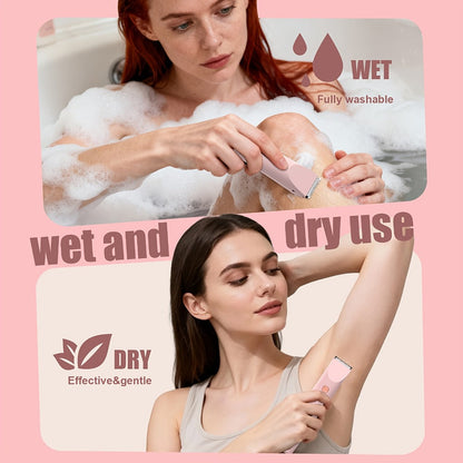 Electric Bikini Trimmer for Women 2-in-1 Dual Head with Digital Display — Wet & Dry Painless Hair Removal for Bikini Line, Legs & Underarms, Rechargeable Cordless Shaver