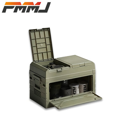 Outdoor Storage Box with Foldable Lid Table, Army Green