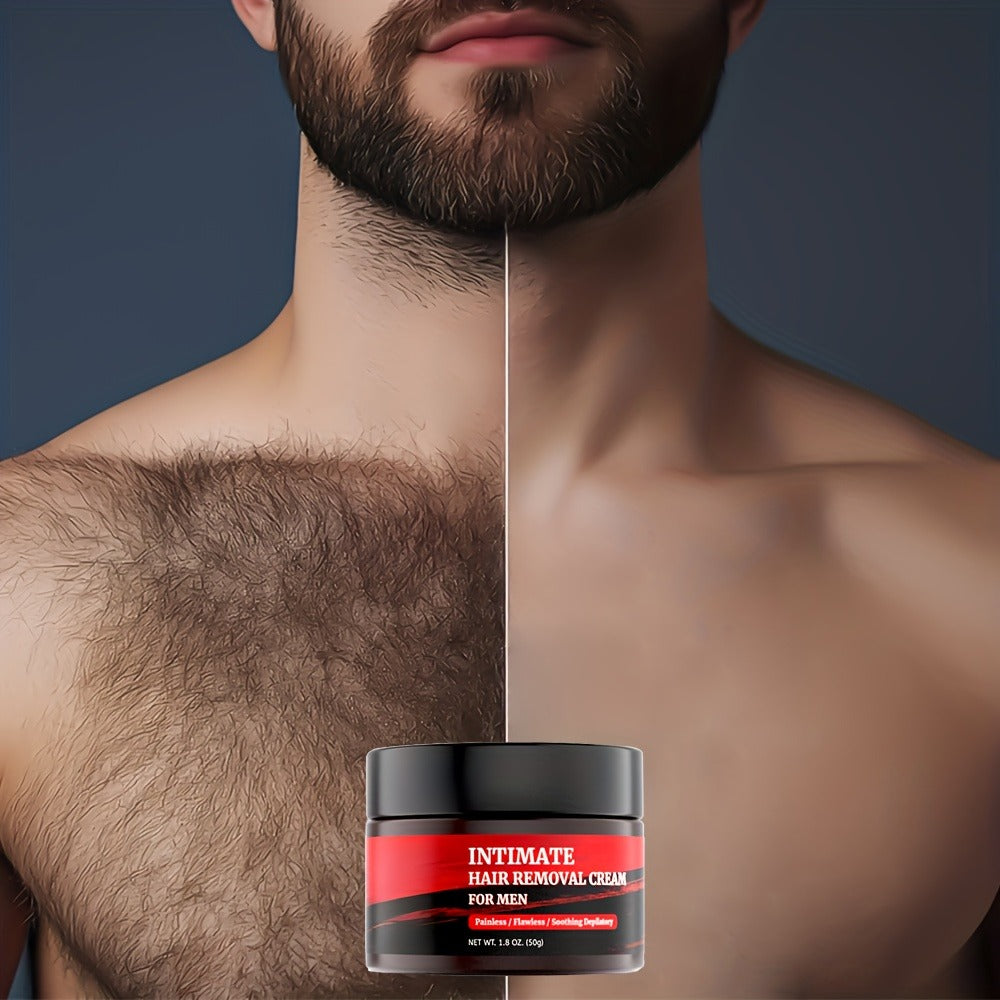 Hair Removal Cream for Men in a 50g Jar with 1-, 2- or 3-Pack Options for Body Grooming Routines