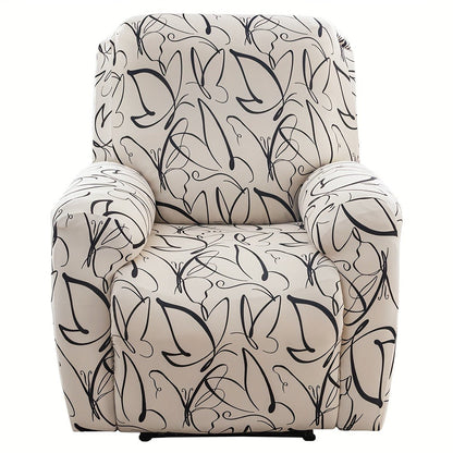 Recliner Slipcover Set, Four-Piece Polyester-Spandex Cover with Side Pocket in Ten Printed Options