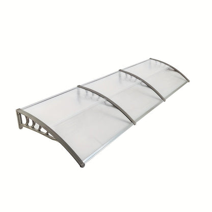 Door Window Awning Canopy 120x38 Inch Polycarbonate Rain Sun UV Snow Shield with Aluminum Bracket Easy Install Outdoor Porch Patio Entrance Shelter