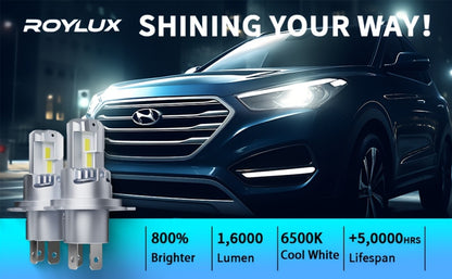 H4 LED Headlight Bulbs 60000LM 120W 6500K White High Low Beam Conversion Kit, 9003 HB2 HIR2 9012 Mini CSP Chips Non-Polarity EMC Anti-Flicker for 12V Cars Motorcycles