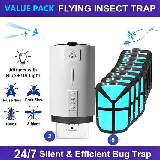 Mosquito Trap Indoor Electric Insect Catcher with Replacement Lure Refill Core for Home Bedroom Kitchen Fruit Fly Flying Bug Trap Device