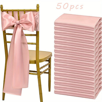 50-Piece Chair Sash Set in Light Golden, Green or Light Blue, 7 x 108-Inch Ribbons for Event Seating