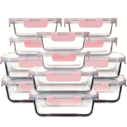 Glass Food Storage Containers with Airtight Lids - Borosilicate Glass Meal Prep Containers Set, Microwave Dishwasher Freezer Safe, BPA Free, Leak Proof Lunch Containers for Kitchen