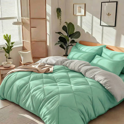 Diamond-Grid Microfiber Comforter Set with Pillowcases, 14 Color or Code Options and Twin, Queen or King Sizes