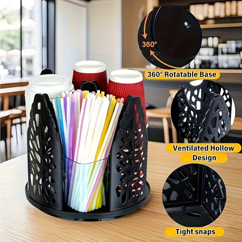 Paper Cup Holder Kitchen Organizer 4-Compartment Rotating Dispenser with Detachable Design in Two Colors