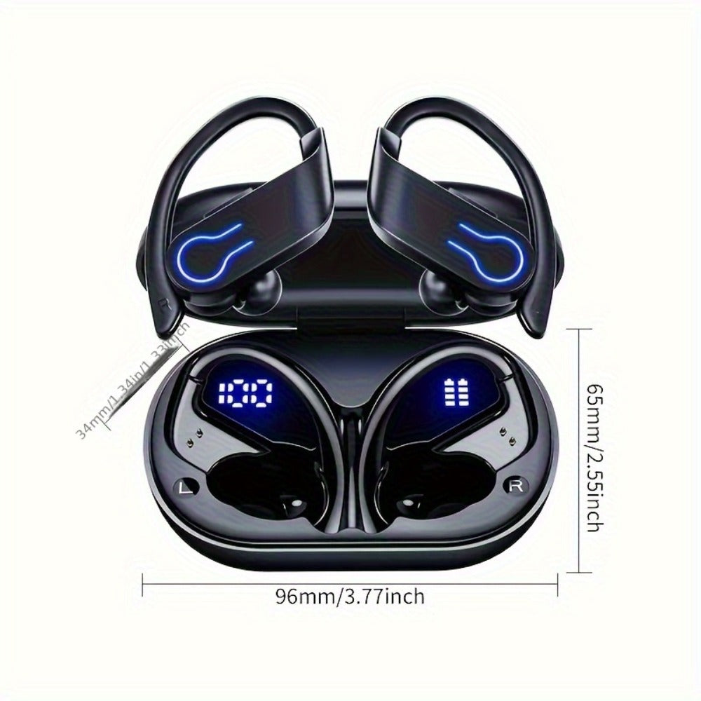 Wireless Earbuds TWS Earhooks with Semi-Open Back, ENC Calls, LED Case and Touch Volume in Two Colors