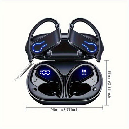 Wireless Earbuds TWS Earhooks with Semi-Open Back, ENC Calls, LED Case and Touch Volume in Two Colors