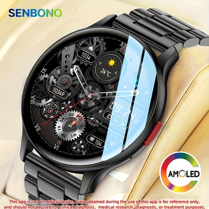 Smartwatch – AMOLED for Men SENBONO 1.43" HD Bluetooth Calling, 100+ Sport Modes, DIY Custom Watch Face, Heart Rate Sleep Blood Oxygen…