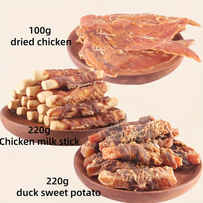 Dog Treats Duck, Chicken, Milk Stick and Sweet Potato Assortment with Combination and Gift Box Options
