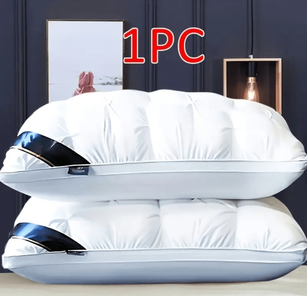 Soft Polyester Fiber Bed Pillow with Satin Cover and Zipper in White or Gray, One or Four-Pack Options