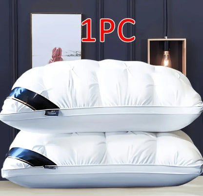 Soft Polyester Fiber Bed Pillow with Satin Cover and Zipper in White or Gray, One or Four-Pack Options