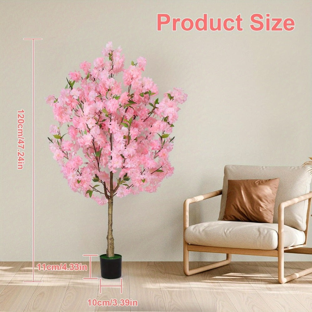 Pink Cherry Blossom Artificial Tree with 6 ft One-Pack Checkout, Black Pot and Branching Flower Display