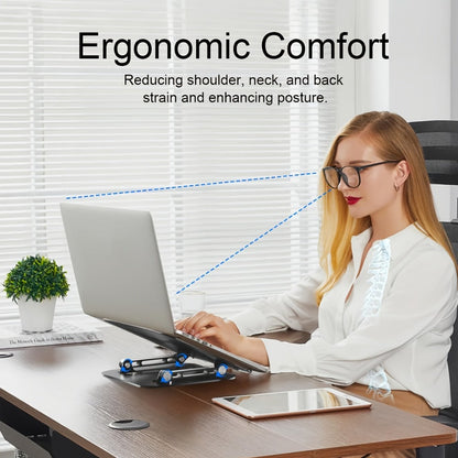 Two-in-One Foldable Laptop Stand with Side Phone Holder and Two Exact Black or Silvery Checkout Options