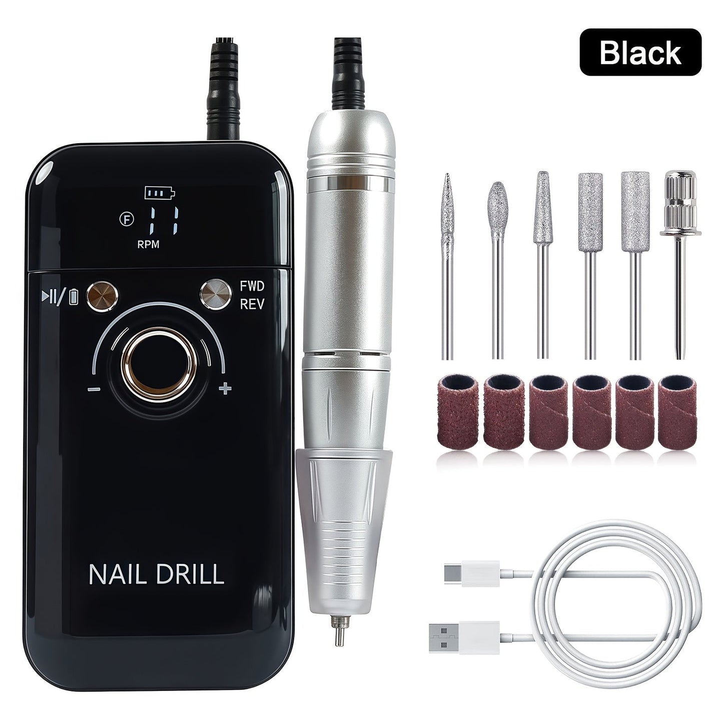 Electric Nail Drill 45000 RPM Rechargeable Kit with LCD, Forward Reverse and Four Color Options