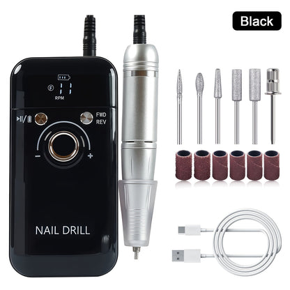 Electric Nail Drill 45000 RPM Rechargeable Kit with LCD, Forward Reverse and Four Color Options