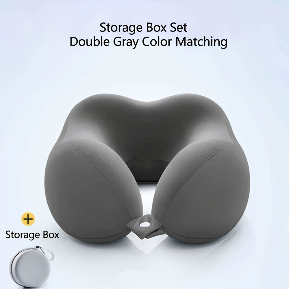 Memory Foam Travel Neck Pillow with Storage Bag – Ergonomic Slow Rebound Support, Machine Washable Cover, for Travel, Office & Napping