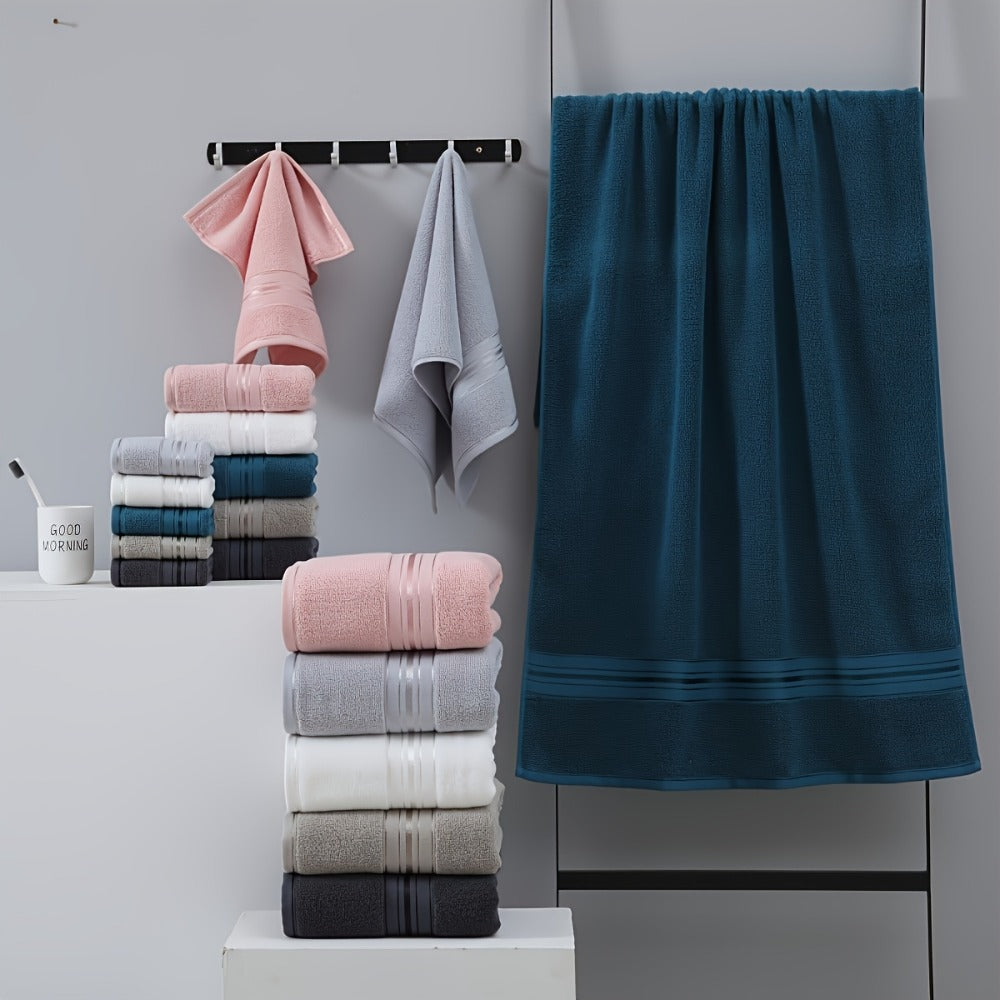 Towel Set 8 Piece 550GSM Pure Cotton Vintage Striped Bath, Hand Towels and Washcloths for Home and Guest Use