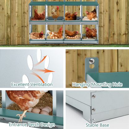 Metal Chicken Nesting Box Galvanized Steel 3-10 Compartment Roll-Away