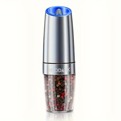 BRODARK Gravity-Activated Spice Grinder with Blue LED, Adjustable Grind and One- or Two-Piece Options