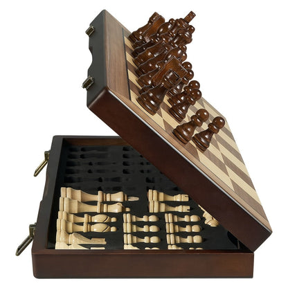 Magnetic Wooden Chess Set 15 Inch – Folding Portable Chessboard with Handmade Pieces, Tournament & Travel Chess Game for Adults Kids Beginners, Birthday Christmas Gift