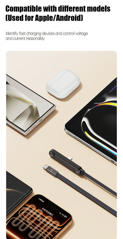 Folding-Bracket USB-C to USB-C Cable with 240W Marking, 480Mbps Graphic and 4.92 ft Length