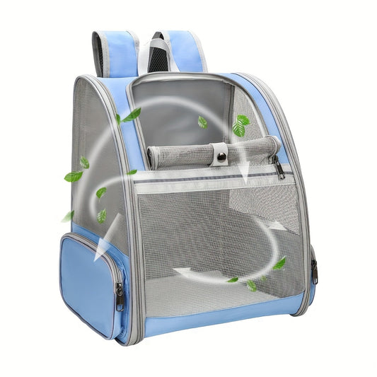 Pet Carrier Backpack for Cats and Dogs, Breathable Mesh Ventilation Transparent Window Foldable Travel Bag with Chest Buckle Removable Mat, Fits Pets Up to 18 lbs for Hiking Outdoor Travel