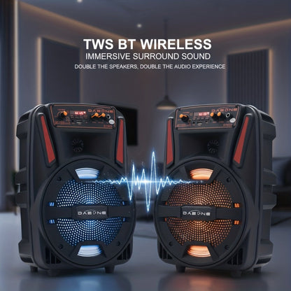 1000W Portable Party Speaker with 8-Inch Woofer & Wired Microphone, Deep Bass 2.1 Surround Sound, 8-Hour Battery, Bluetooth USB SD FM AUX, Wireless Speaker for DJ Karaoke Home Gatherings Outdoor Events