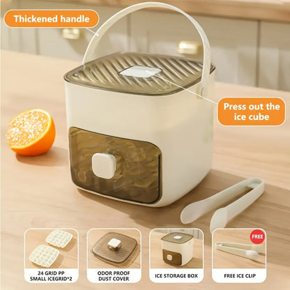 Ice Cube Tray with Lid 48 Compartment Stackable Double Layer Food Grade Plastic Ice Mold Easy Release Portable Ice Box for Beverages Coffee Tea Kitchen