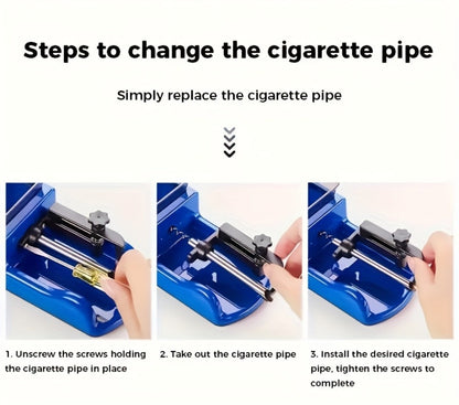 Electric Cigarette Rolling Machine USB Rechargeable Automatic Cigarette Roller 2-Second Rapid Roll High Power Motor Stainless Steel Durable Portable Tobacco Injector Black Blue