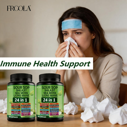 24-in-1 Daily Wellness Capsules with Soursop, Shilajit, Sea Moss & Lion's Mane – 2238mg Immune & Liver Health Formula for Men & Women | 120 Count | ShopVora UK