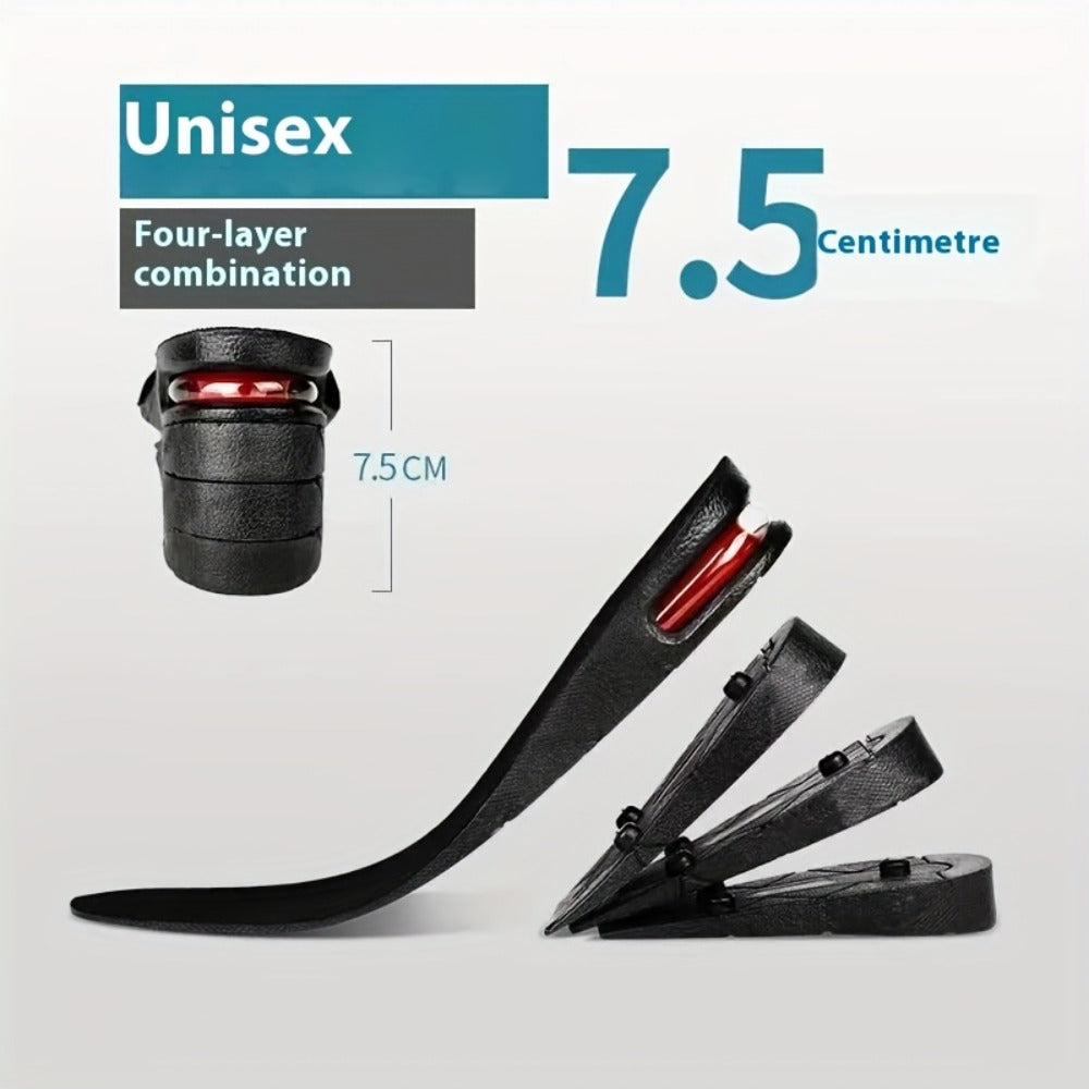 One-Pair Four-Layer Height-Increase Shoe Insoles with Adjustable 1.2- to 3.5-Inch Configuration