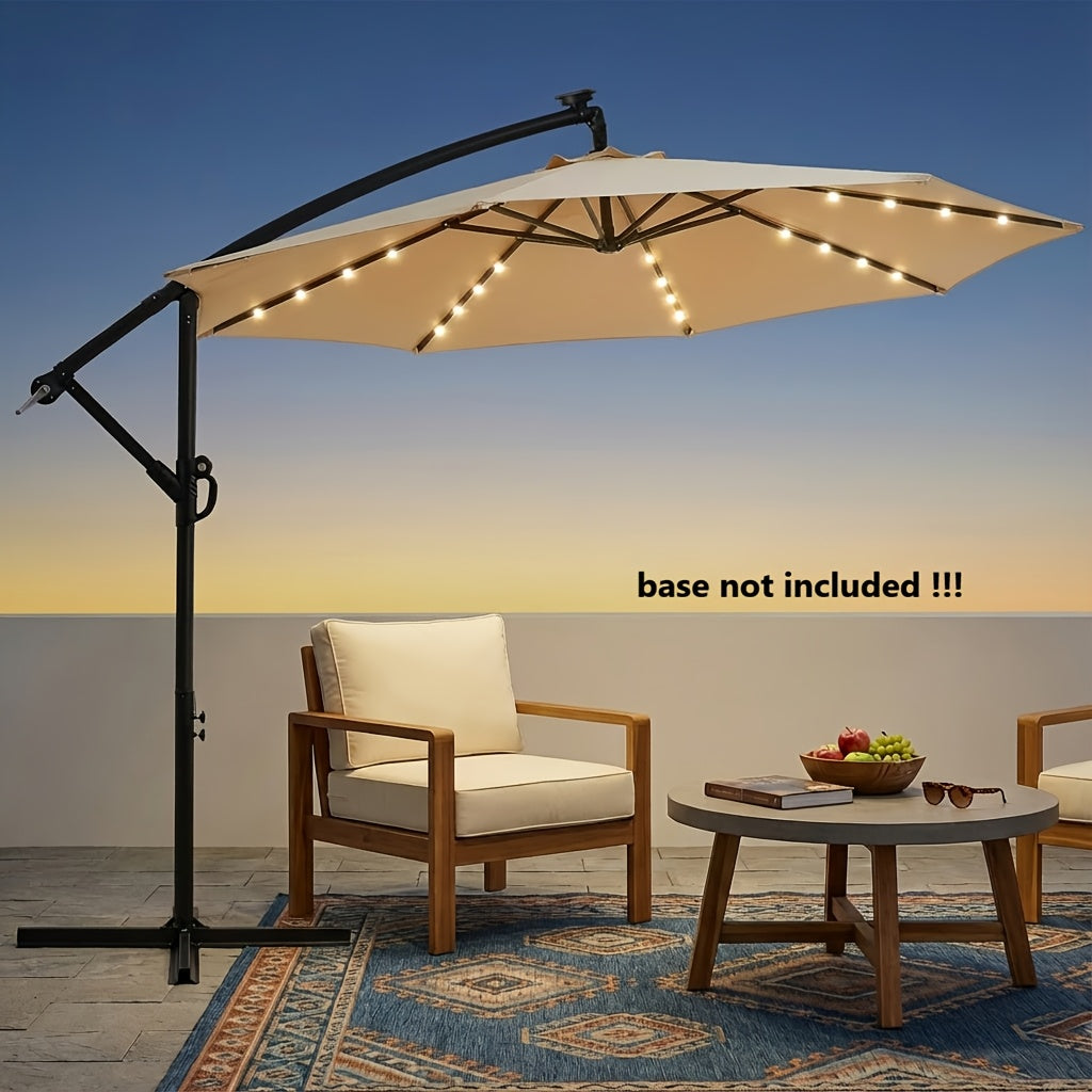 Offset Cantilever Umbrella 10FT Solar LED UPF50+ Easy Tilt Crank