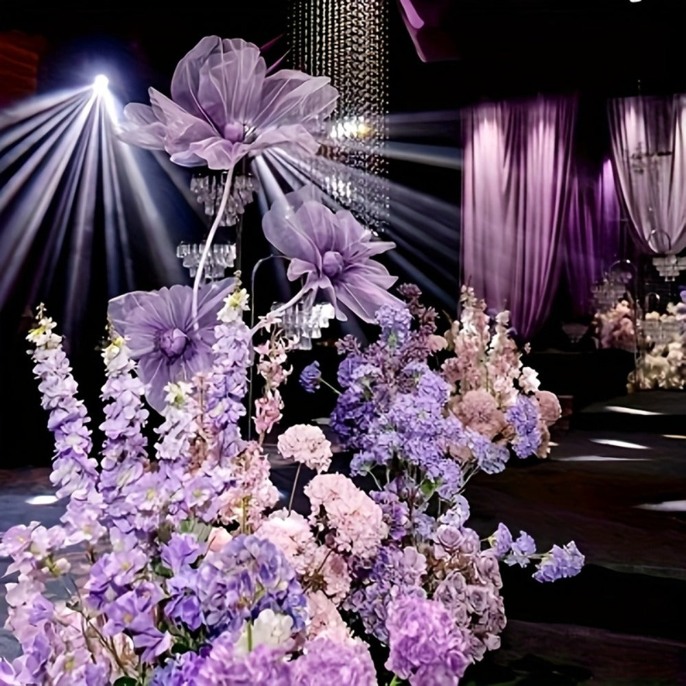 Artificial Flowers Giant Three-Piece Silk Mesh Display Set with Base, Branches and Eight Color Options