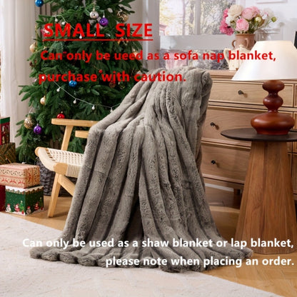 Double-Layer Faux Rabbit Fleece Blanket in Grey, Khaki or Beige with Five Sizes from Small Throw to King